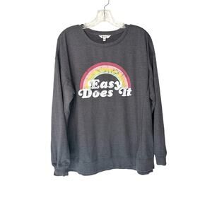 Wildfox Gray Easy Does It Pullover Cotton Blend Crewneck‎ Sweatshirt Size Large